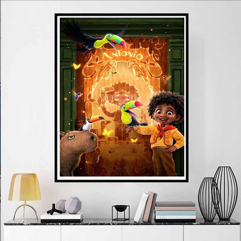 Disney Diamantmalerei Antonio Magische Tür Thema Illustration Niedlich DIY Strass Mosaik Kreuzstich-Set Stickerei Geschenk Heimdekoration