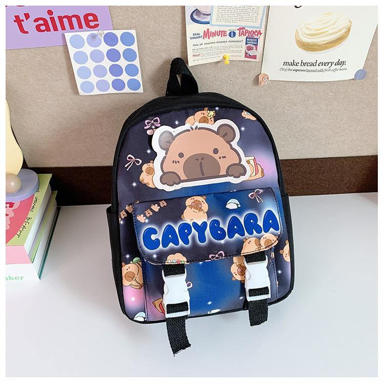 Mengqu Kapibara Boys And Girls Backpack Cute Printed Large Capacity Elementary School Bag Children'S Backpack