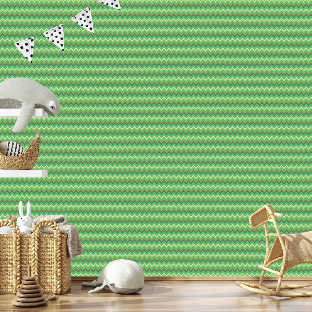 Zigzag Green Wallpaper for Living Room and Bedroom 50x1000