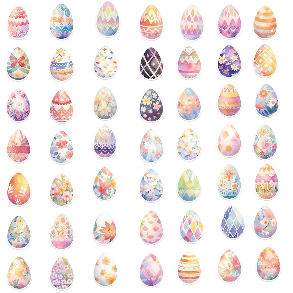 50-Piece Festive Original Non-Infringing Easter Series Watercolor Egg Stickers - DIY Waterproof Decor for Guitars, Phones