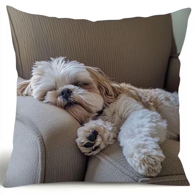 Cute Animals Print Pillowcase: 2D Flat Printing, Non-real Embroidery, Night Sofa  Night Sofa Cushion