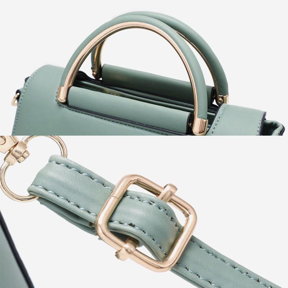 Small PU Leather Handbag Solid Color Adjustable Casual Tote Shoulder Strap Square Shoulder Bag Lady