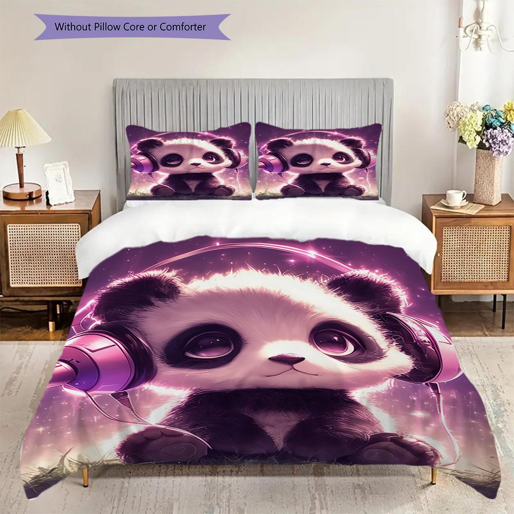 Panda Pattern Bedding Quilt Set Quilt Cover Pillowcase Home Decoration Birthday Gift (1 * duvet cover + 2 * pillowcase, without core)