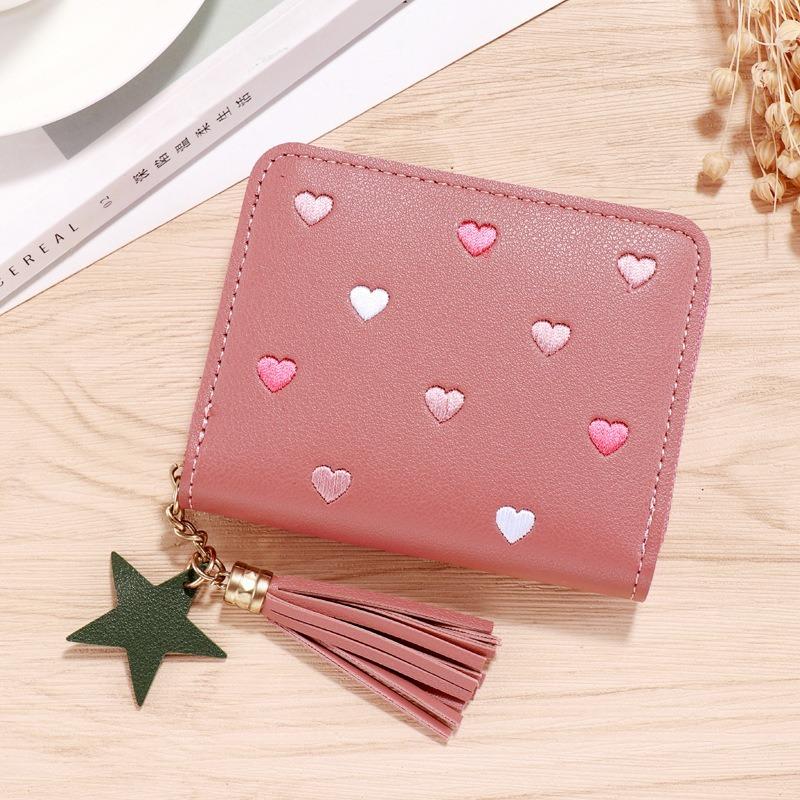 Cute Mini Tassel Wallet Women Small Wallet Ladies Girl Short Zipper Lovely PU Leather Coin Purse Female Hand Wallet Purse