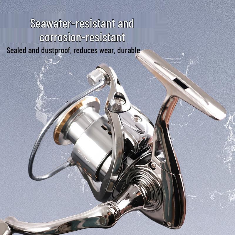 All-Metal Spinning Wheel Fishing Reel with Long Cast and Oblique Mouth Design