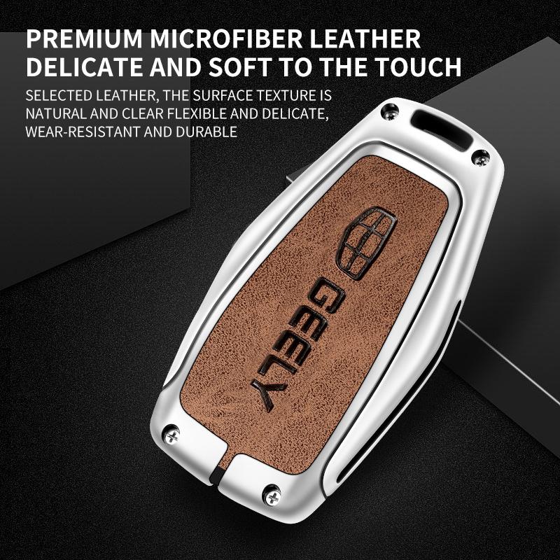 Car Key Case Cover Bag Alloy Leather for Geely Emgrand X7 EX7 Coolray Atlas Boyue GT GC9 NL3 Tugella Car Styling Accessories