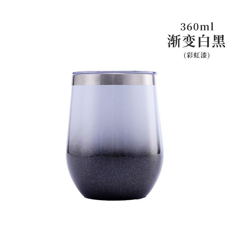 Stainless Steel Wine Cup 12oz Double Layer Eggshell Cup Rainbow Paint Gradient U Shaped Beer Mug