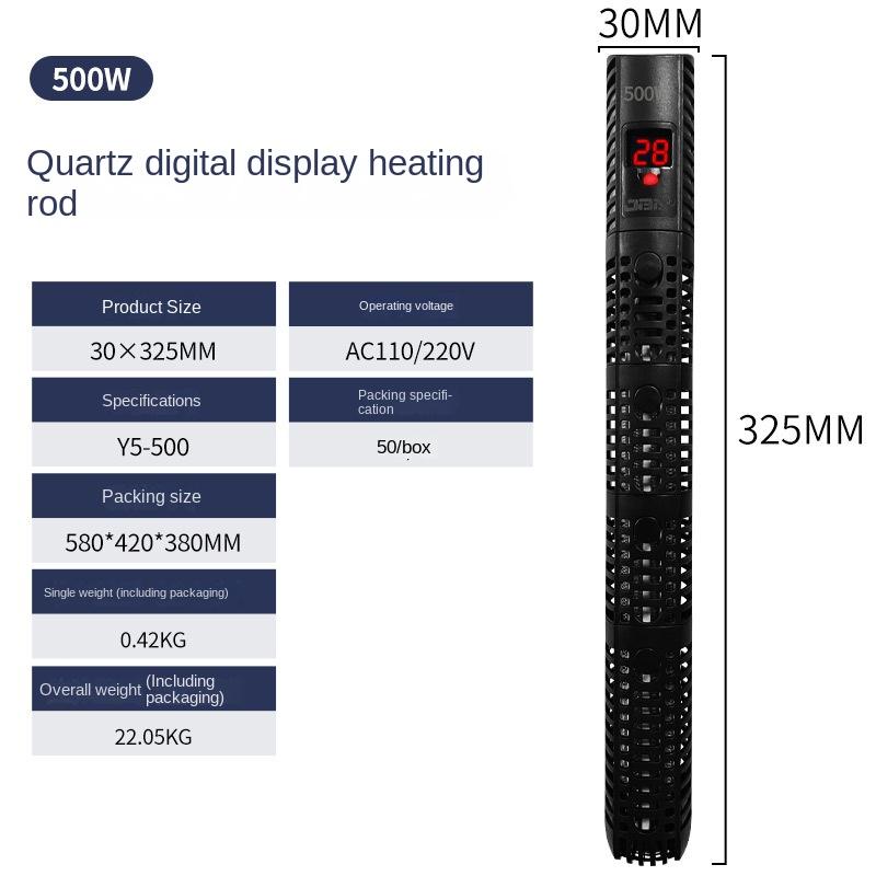 Încălzitor Submersibil Acvariu 220V Acvariu Afișaj LCD Digital Reglabil Tijă Încălzire Apă Control Temperatură Constantă 500W