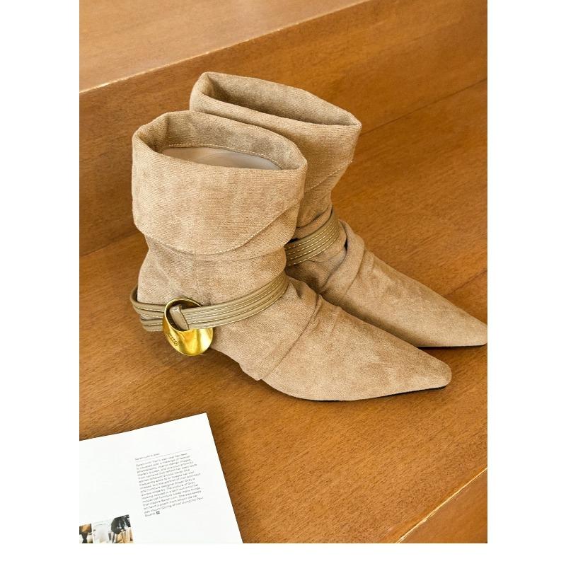 Módní dámské kotníkové boty podzim špičaté vysoké podpatky boty žena Chelsea boty šaty lodičky semišová kůže mujer zapatillas