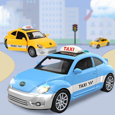 Simulační mini autíčko se světlem a hudebním miniaturním tlakově litým modelem taxi