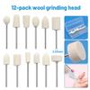 12Pcs New Accessories 2.35mm Shank Grinding Head Wool Wheel Manicure Polishing Wool Grinding Head