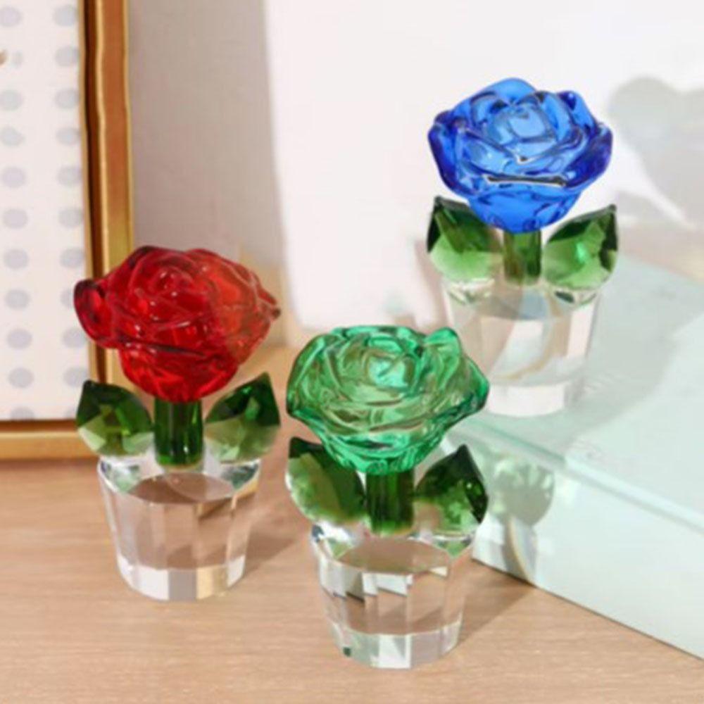 

Украшение для дома Хрустальная роза Орнамент Маленькая роза Цветочная скульптура Стеклянные фигурки роз Настольные