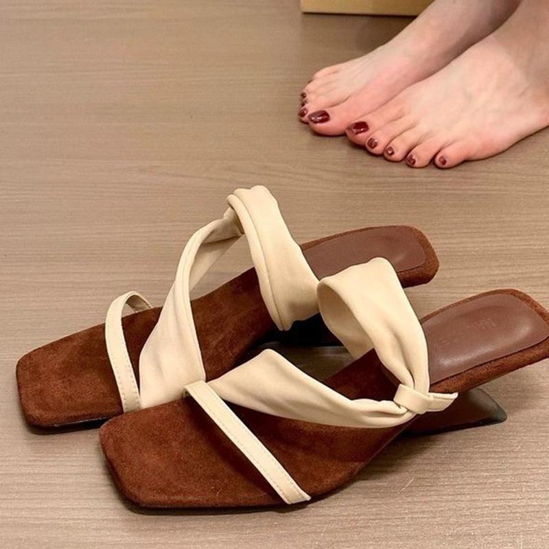 Mode Damen Hausschuhe Mittelhohe Absätze Modeschuhe Elegant Kleid Pumps Sommer Schuhe mit Absatz Frau 2025 Designermarke Gemütlich Zapatos De Mujer