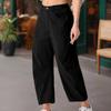 Dammode Casual Bekväma Högmidjade Lösa Raka Ben Byxor