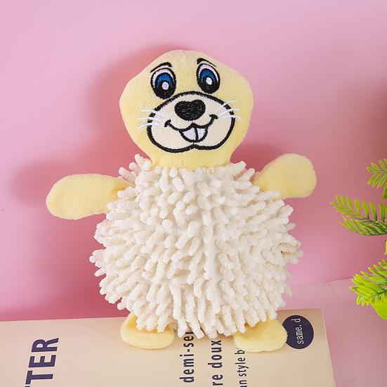Squeaky Plush Dog Toy Mop Animal Design Stuffed Crinkle Pet Chew Toy Interactive Puppy Teething Toy for Small Dogs