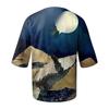 Men's Half Short Sleeve Cotton Linen V Neck Print Loose Shirts