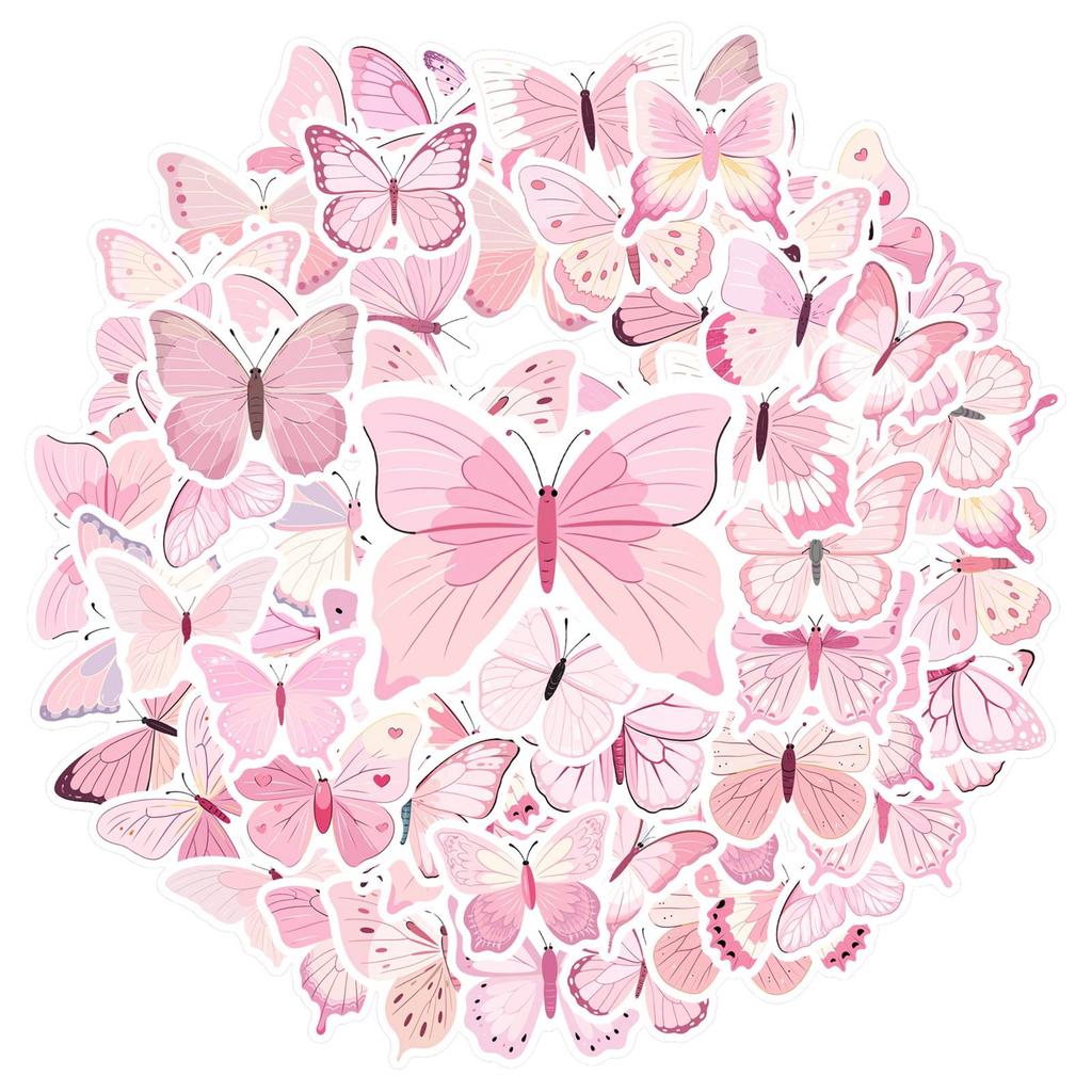 35pcs Cartoon Nature Stickers Pastel Butterfly Butterfly Graffiti Decals Nature Stickers For Laptop Motorcycle Luggage Phone