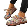 Plus-size Ethnic Style Casual Single Shoes Women's Colorful Lace-up Graffiti Low-top Wood Grain Platform Shoes