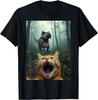 Katt-selfie med T-Rex dinosaurie T-shirt