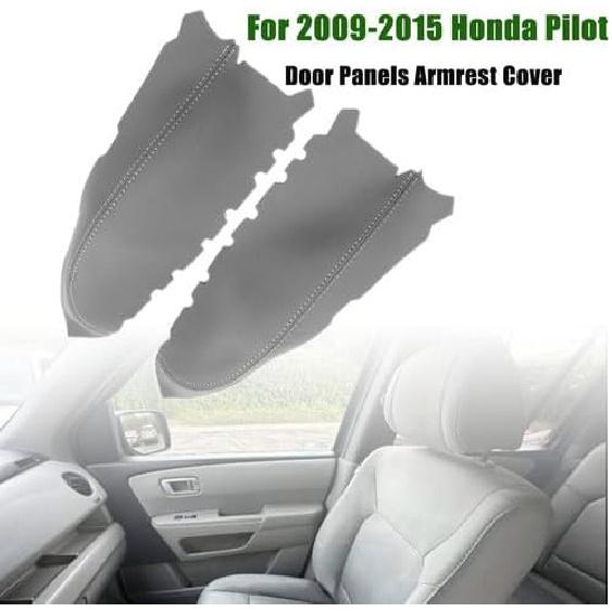 GXARTS One Pair of Leather Front Door Armrest Cover Compatible with Honda Pilot 2009 2010 2011 2012 2013 2014 2015 Leather Armrest with Door Clip