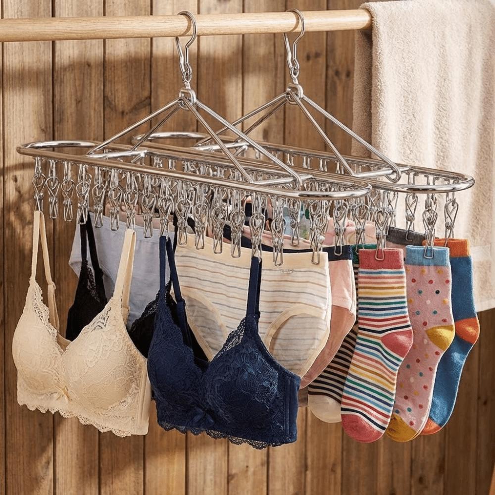 Windproof Socks Drying Rack Stainless Steel Clothes Drying Hanger Laundry Hanger Balcony