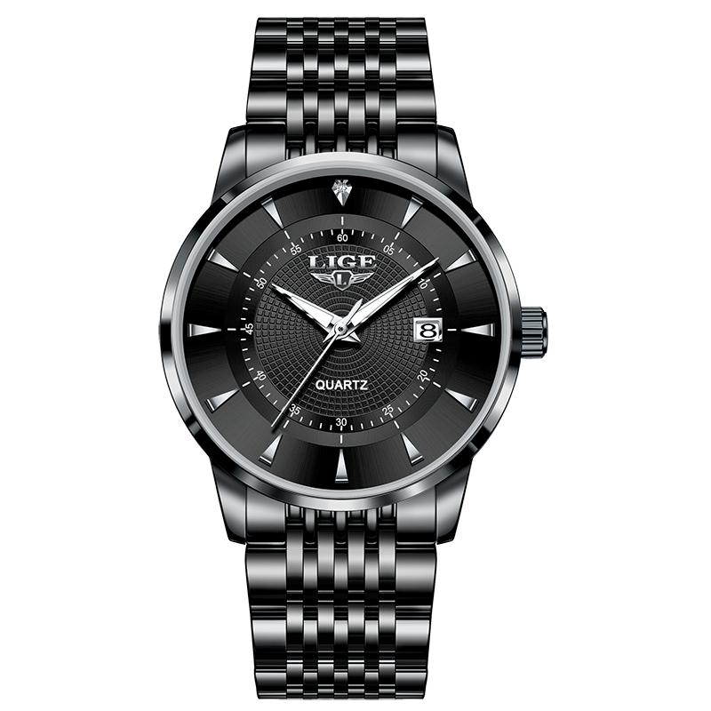 

LIGE New Men Watch Luxury Business All-steel Watch Classic Fashion Men s Quartz Watch чорний
