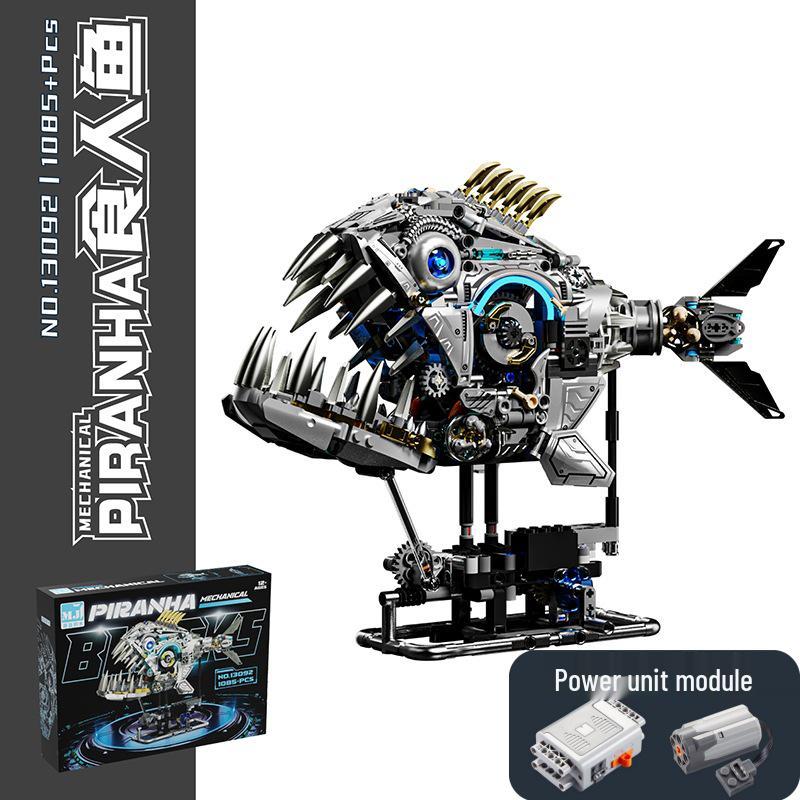 Lego-Compatible Mechanical Parrot, Shark, Whale, and Octopus Assembly Model Toys