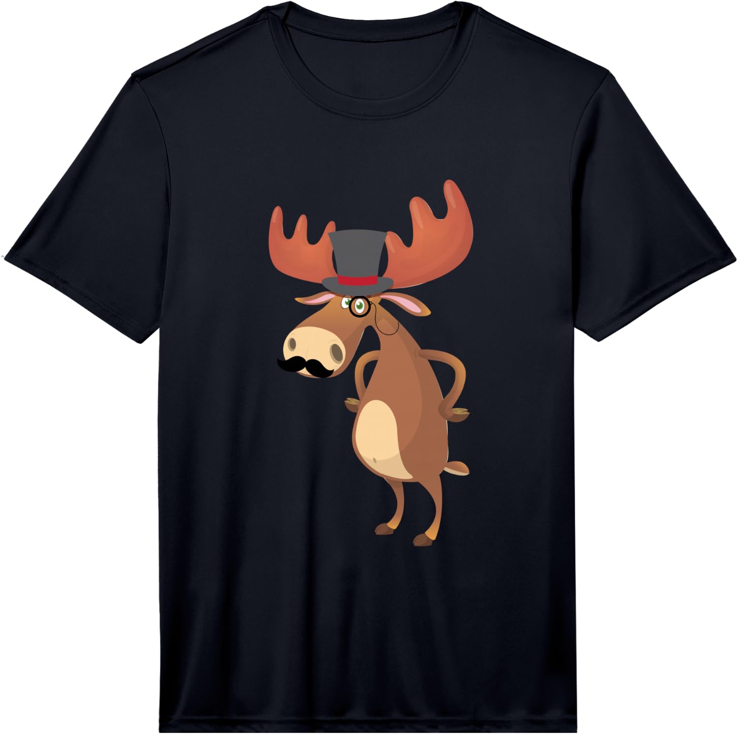 Funny Moose with Hat & Moustache Gift Performance Unisex T-Shirt M