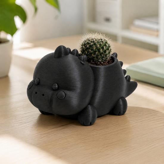 PLA Material Planter 3D Printed Dinosaur Shaped Succulents Pot, Cute for Small Cactus Mini Plants, Decorative Desktop Flower Unique Gardening