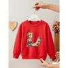 Kids Girls Crewneck Sweatshirt, Watercolor Floral Letter L Print Soft Pink Fleece Pullover