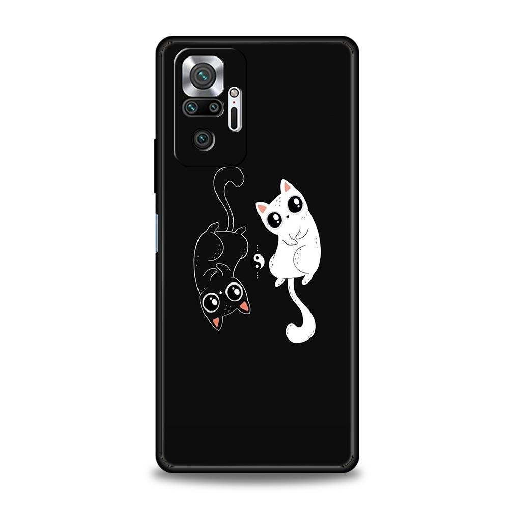 Cartoon Cat Phone Case For Xiaomi Redmi Note 14 13 5G 10 11 12 Pro Plus 4G 14C 13C 12C 10C Black Cover