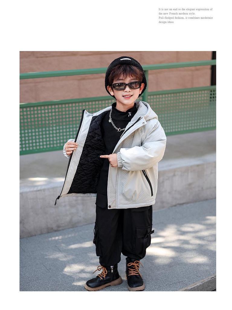 Boys' Lightweight Cotton Jacket - Autumn/Winter 2025 Style: Cool Baby Trench Coat with Padded Cotton for Winter