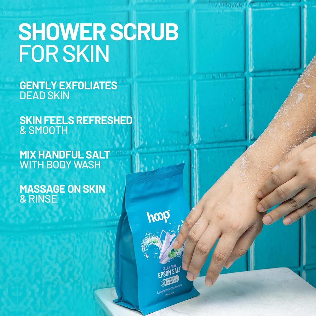 hoop Epsom Salt Lavender & Chamomile 400 g Pack for Foot Soak Muscle Relaxation and Skin Care