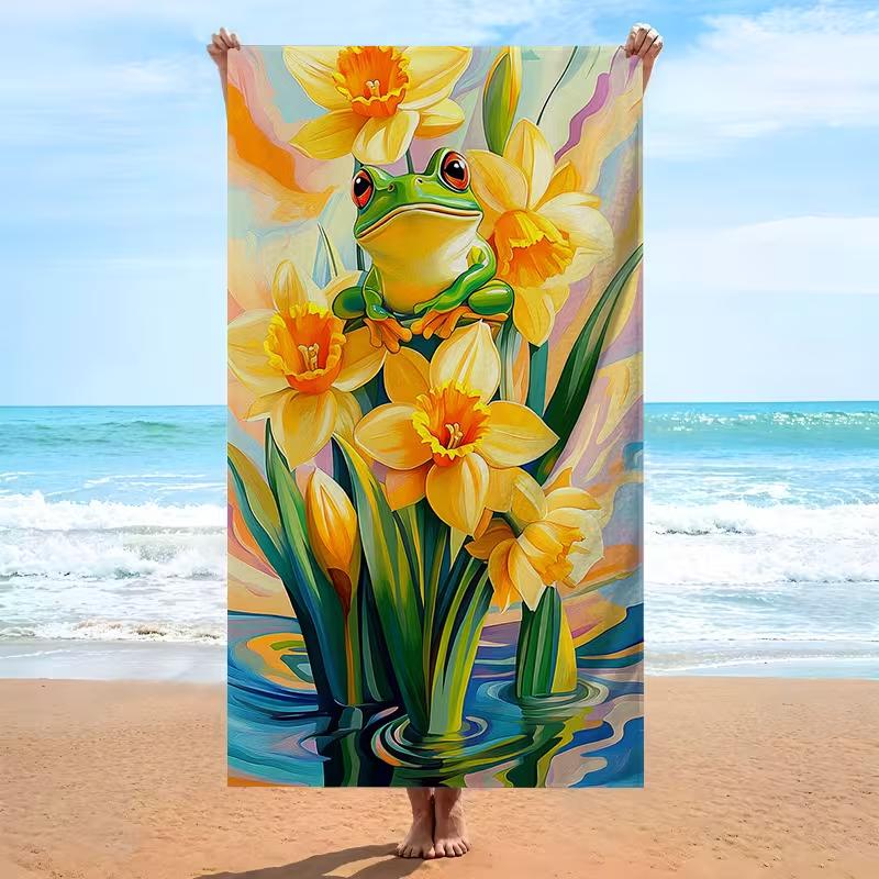 Bohemian Floral Print Summer Beach Towel Quick Dry Lightweight Sandproof Absorbent Towel for Travel Pool Camping Yoga