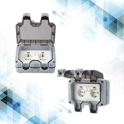 Waterproof Outdoor Socket with Lockable Cover European Standard Electrical Socket Suitable for Garden Kitchen Garage
