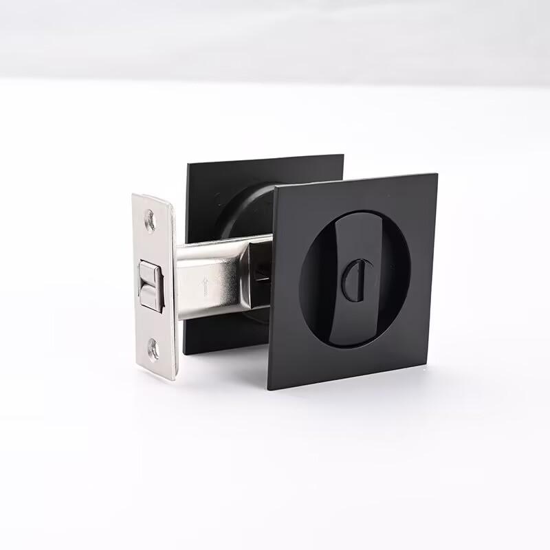 zinc alloy Square indicating sliding door lock, bathroom embedded sliding door, invisible hook lock