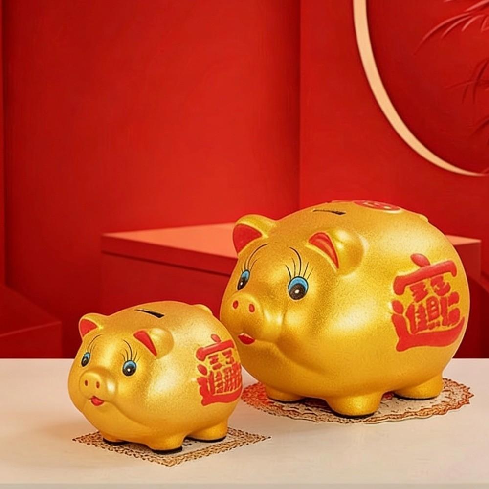 Gold Pig Money Jar Animal Coin Saving Box Durable Piggy Bank Festive Occasions