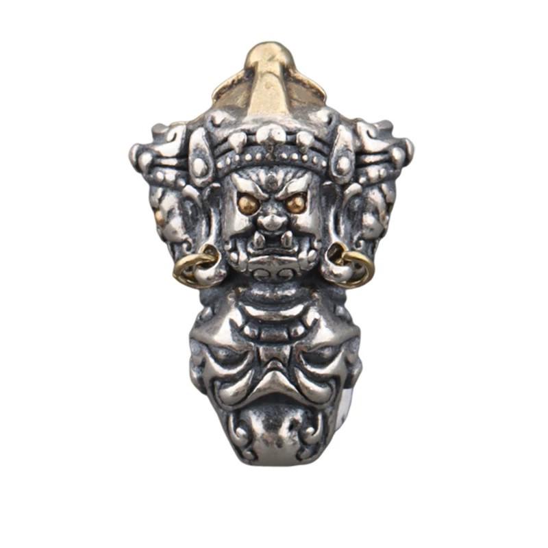 Guochao Black Dakini Vajra Pestle Buddha Head 108 Bead Bracelet