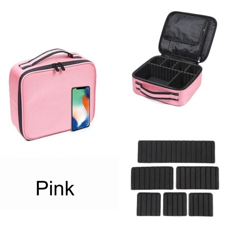 

Makeup Case Large Makeup Bag Professional Train Case Travel Cosmetic Organizer Brush Holder Waterproof Makeup Artist Storage Box розовый