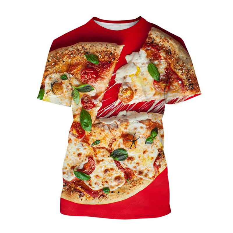 Chengyu Creatieve 3D Pizza Print T-shirt Heren Tops Korte Mouwen T-shirt Populaire Zomer Mode Casual T-shirts Grappige Eten Tees Kleding XXS