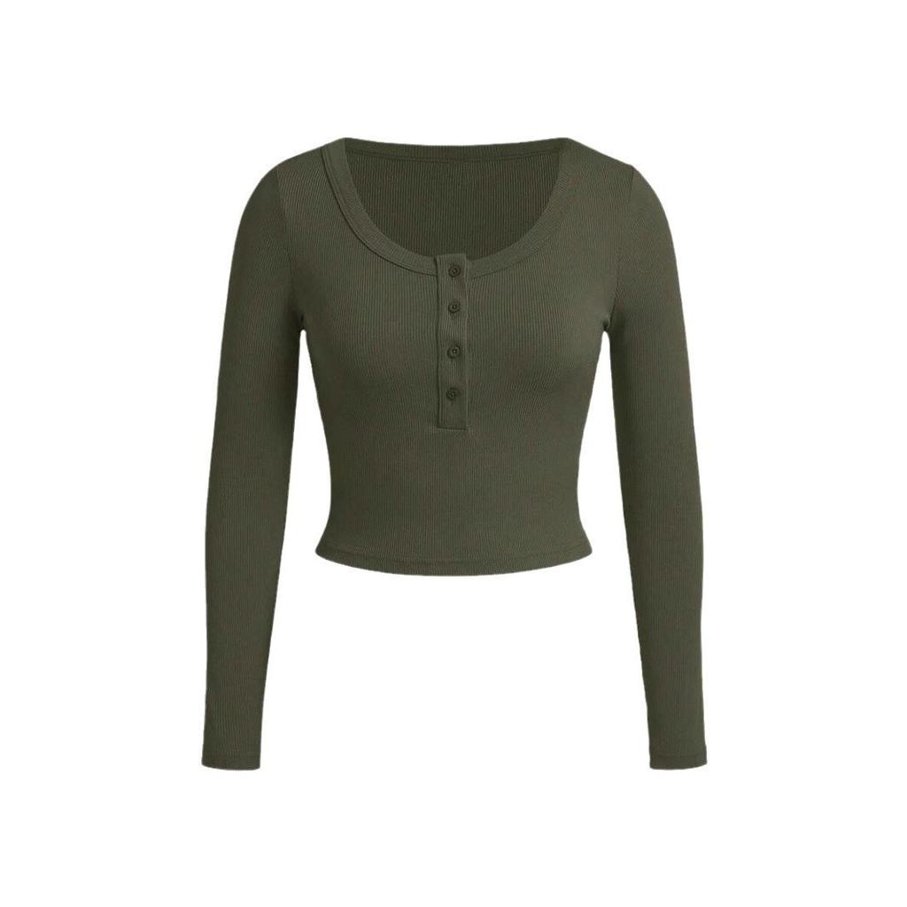 Dámská móda Ležérní jaro podzimní jednobarevné halenky a košile s dlouhým rukávem a výstřihem