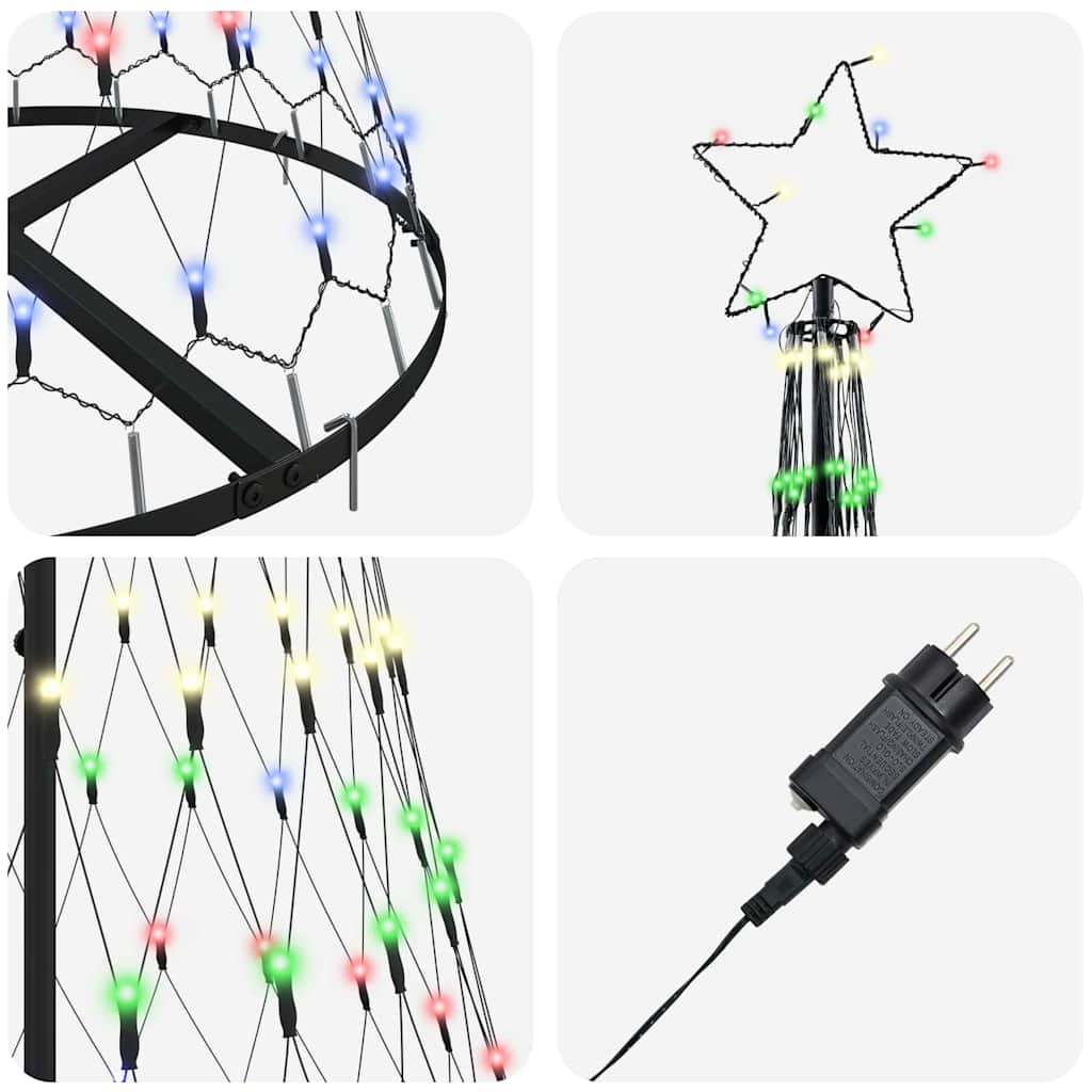 LED Christmas Tree with 230 LEDs Multicolor 184.5 Cm Metal