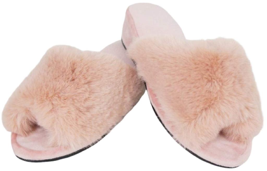 Elegant Interior Fur Slippers with 4cm Heels, Pink, Medium, 71029SP-PK
