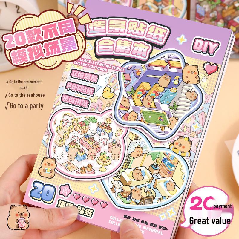 Multi-Theme Diorama Sticker Set: Cute Pet Scenes for Kids' Crafts and Journaling Fun