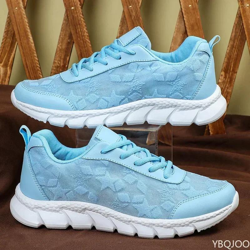 Fashion Women Casual Sneakers 2025 Fashion Comfortable Sports Shoes Women Lace-up Mesh Breathable Women Outdoor Soft Soles Running Shoes