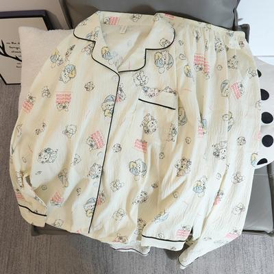New Autumn Cute Kawaii Pajama Home Wear for Women Pajamas Print Cat Sleepwear Lounge Wear Long Sleeve Top Pant 2PC Pajama Set