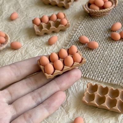 1:12 Scale Miniature Kitchen Tray Set, Realistic Dollhouse Accessories with Eggs Baskets Bowls, Mini Furniture for Enthusiasts