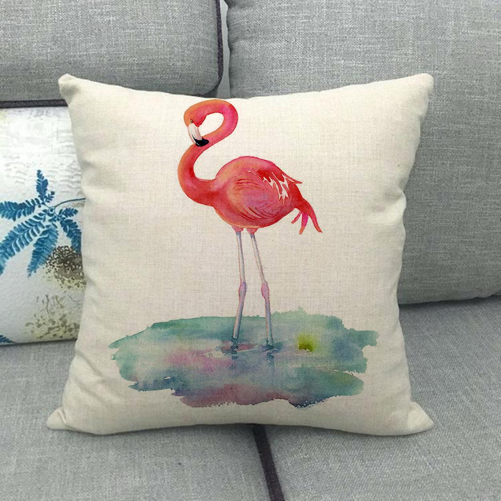 Adorable Flamingo Watercolor Flowers Digital Printing Short Plush Pillow Covers For Car Sofa Office Cushion Cover Home Goods
