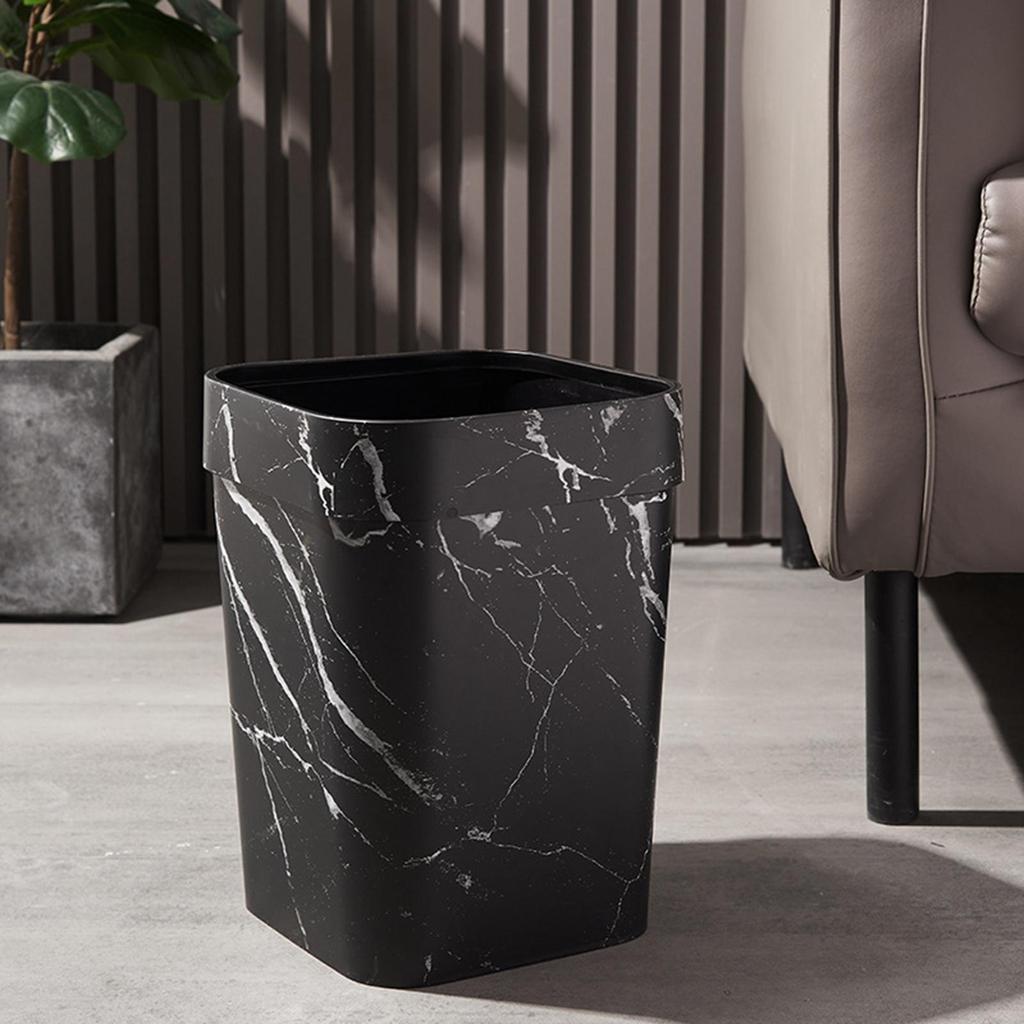 Wood Grain Trash Can Reusable Wastebasket for Living Room Farmhouse A