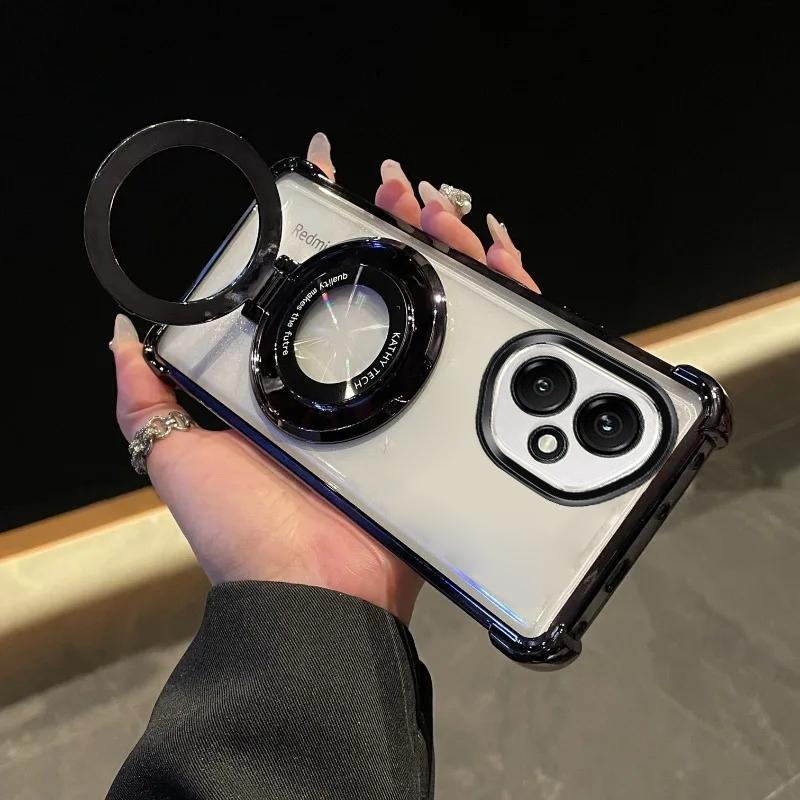 For Honor 400Lite Case Luxury Plating Stand Shockproof Clear Case For Honor 400 400Pro 300 200 100 90Lite Nova13 12 X7 X8C Cover